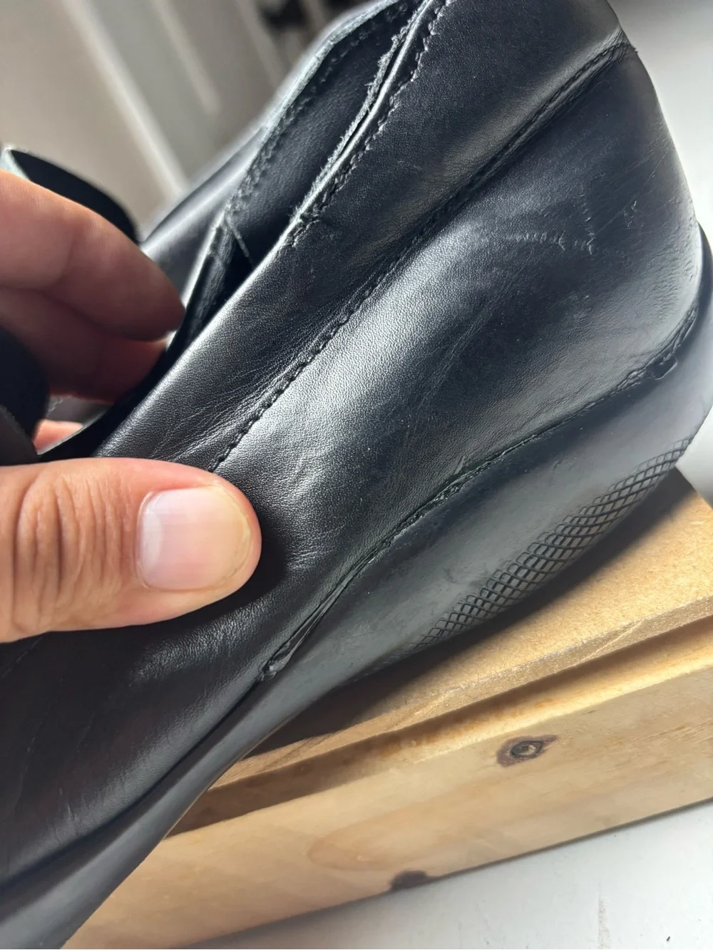 Prada Loafers Mens 7.5 UK / 8.5 Black Leather Triangle Logo Italy Preppy glued